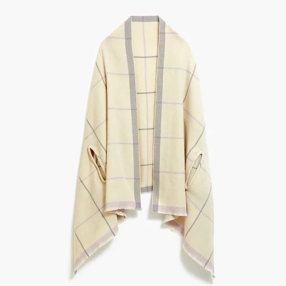 J. Crew Factory Accessories - NWT J.Crew Factory Cream Beige Plaid Cape-Scarf